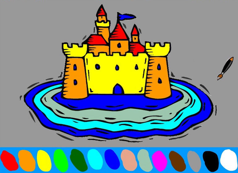 раскраски онлайн, раскраски замки, замок раскраска для детей
