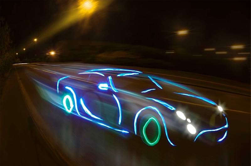 светографика, рисование светом, машины нарисованные светом, автомобили, суперкары