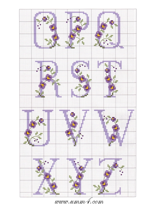 схемы вышивки английский алфавит, схемы цветочный алфавит, вышивка латинские буквы